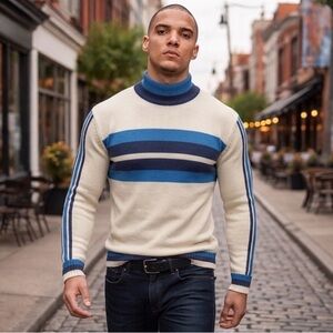 Oxknit-Brand New with Tags Never Worn: Men's Cream Mock Turtleneck Sweater